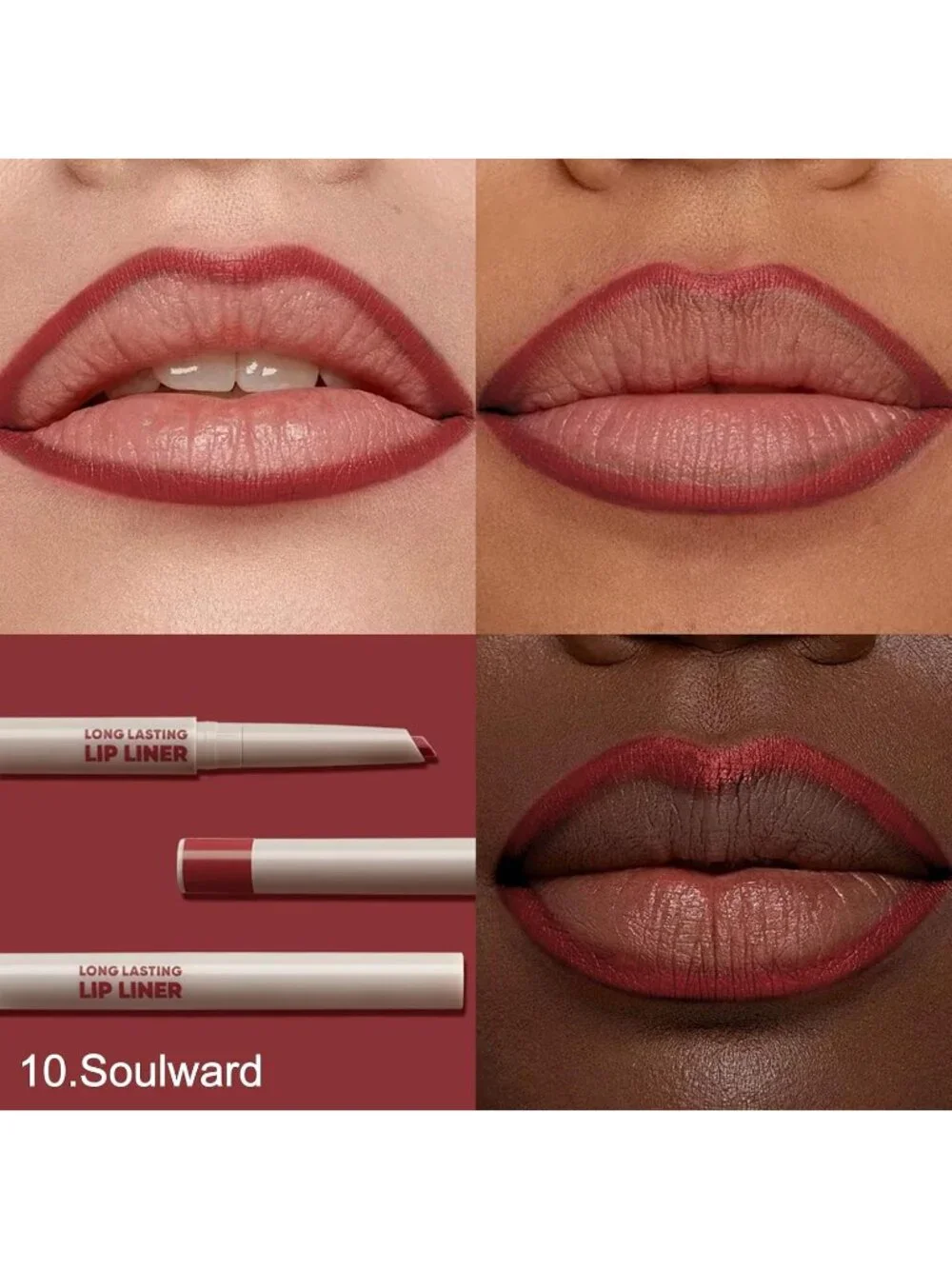 Women G10# Rose Brown 2-in-1 Sculpting & Filling Long-lasting Lipliner Pencil